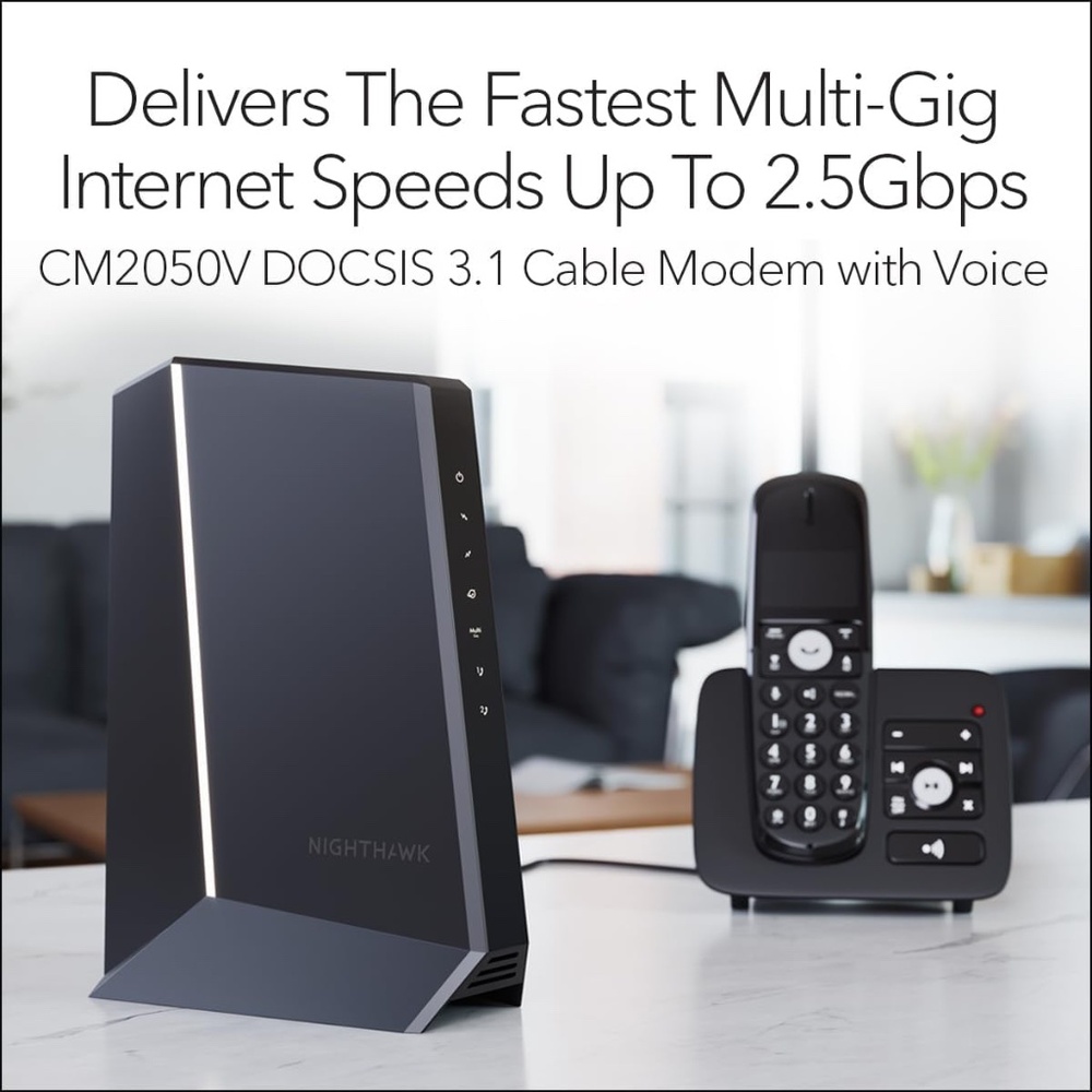 NETGEAR Nighthawk Multi-Gig Cable Modem with Xfinity Voice (CM2050V)